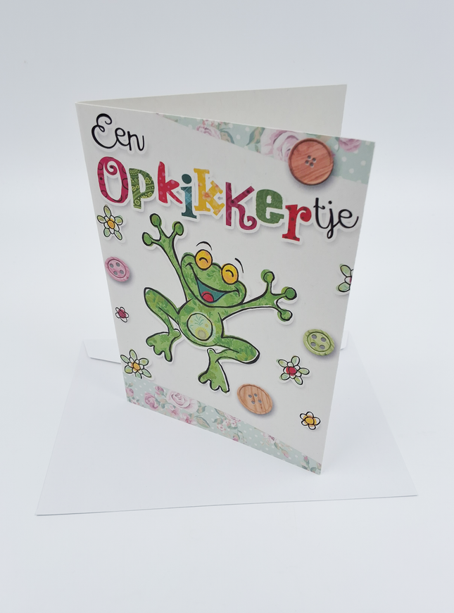 Wenskaart kikker, een opkikkertje