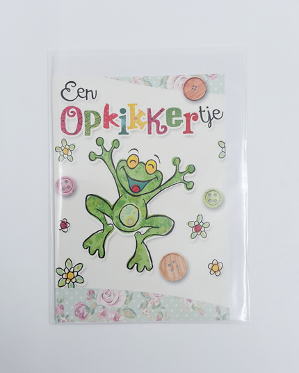 Wenskaart kikker, een opkikkertje