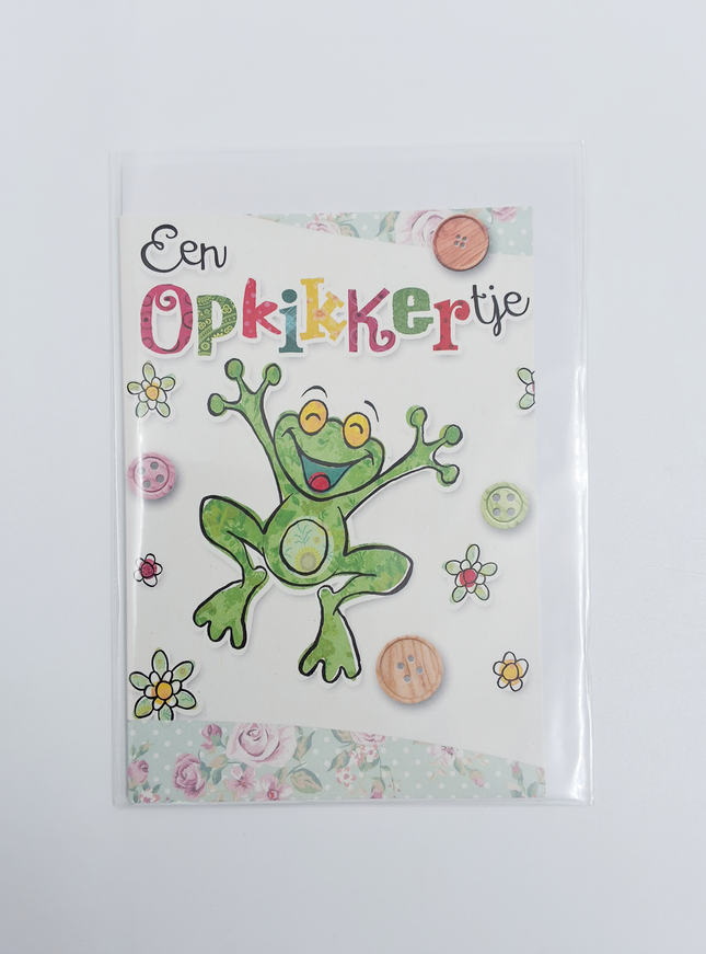 Wenskaart kikker, een opkikkertje
