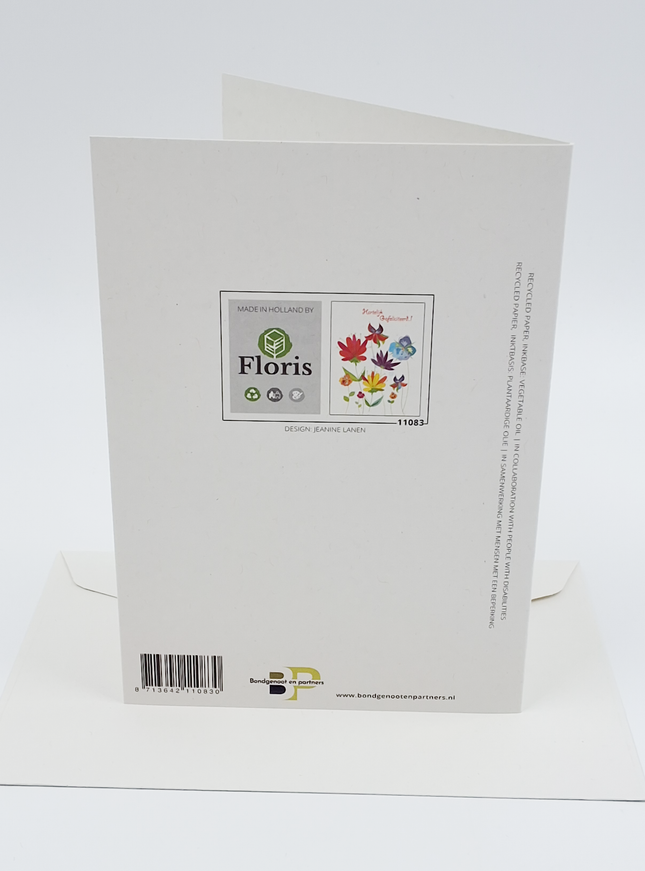 Wenskaart bloemen, hartelijk gefeliciteerd