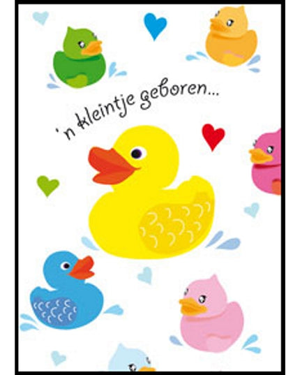Wenskaart eenden 'n kleintje geboren…'