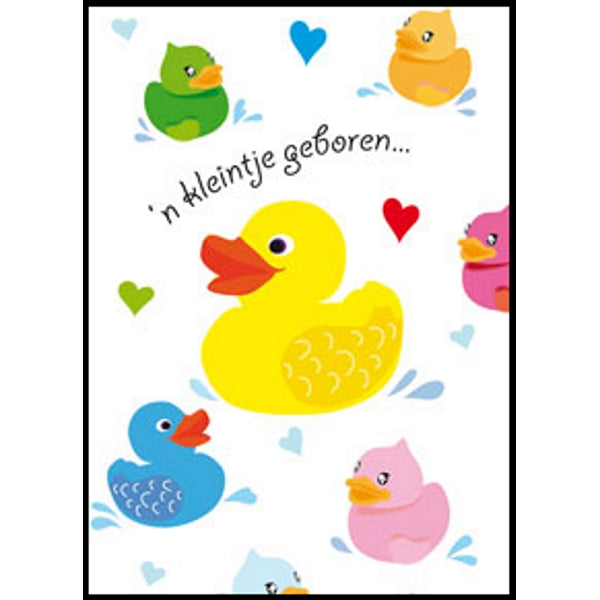 Wenskaart eenden 'n kleintje geboren…'