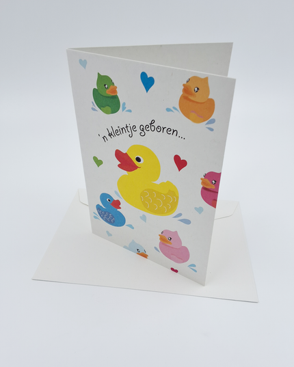 Wenskaart eenden 'n kleintje geboren…'