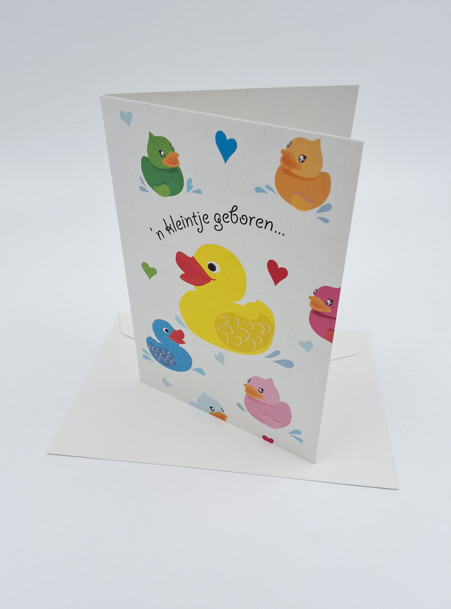 Wenskaart eenden 'n kleintje geboren…'