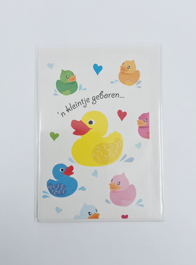 Wenskaart eenden 'n kleintje geboren…'