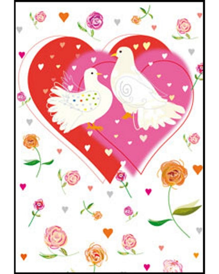 Wenskaart hart duiven