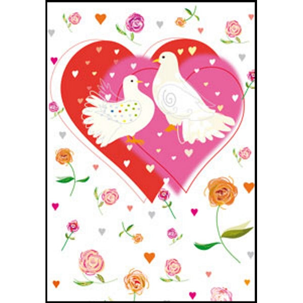 Wenskaart hart duiven