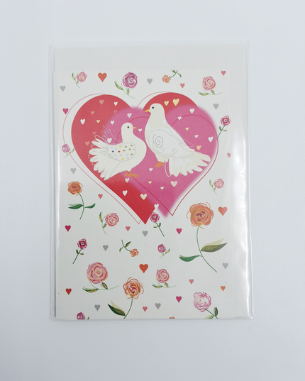 Wenskaart hart duiven