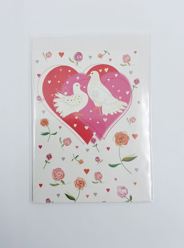 Wenskaart hart duiven
