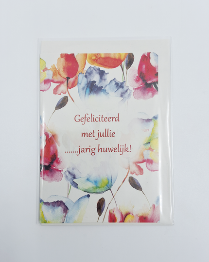 Wenskaart bloemen, gefeliciteerd met jullie … jarig huwelijk