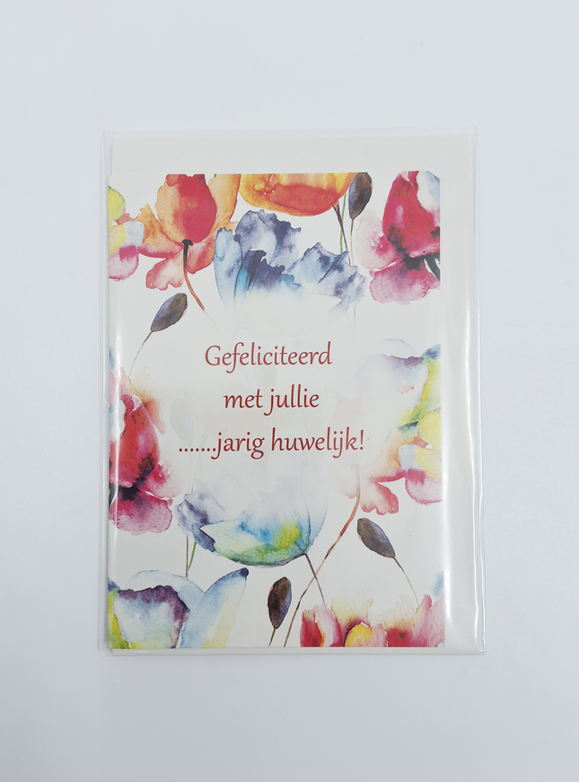 Wenskaart bloemen, gefeliciteerd met jullie … jarig huwelijk