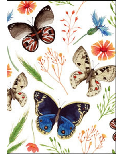 Wenskaart vlinder, bloem