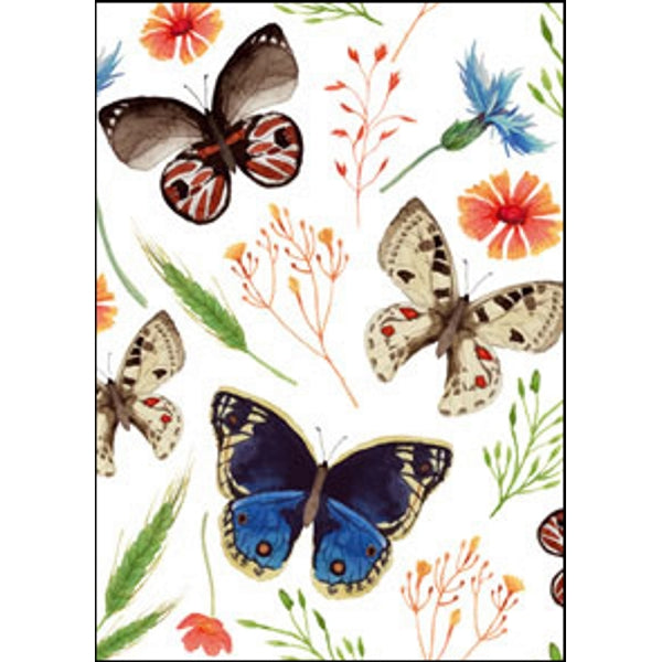 Wenskaart vlinder, bloem