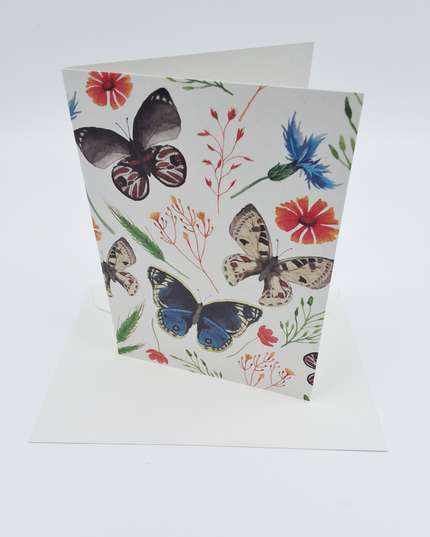 Wenskaart vlinder, bloem