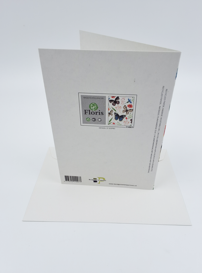 Wenskaart vlinder, bloem