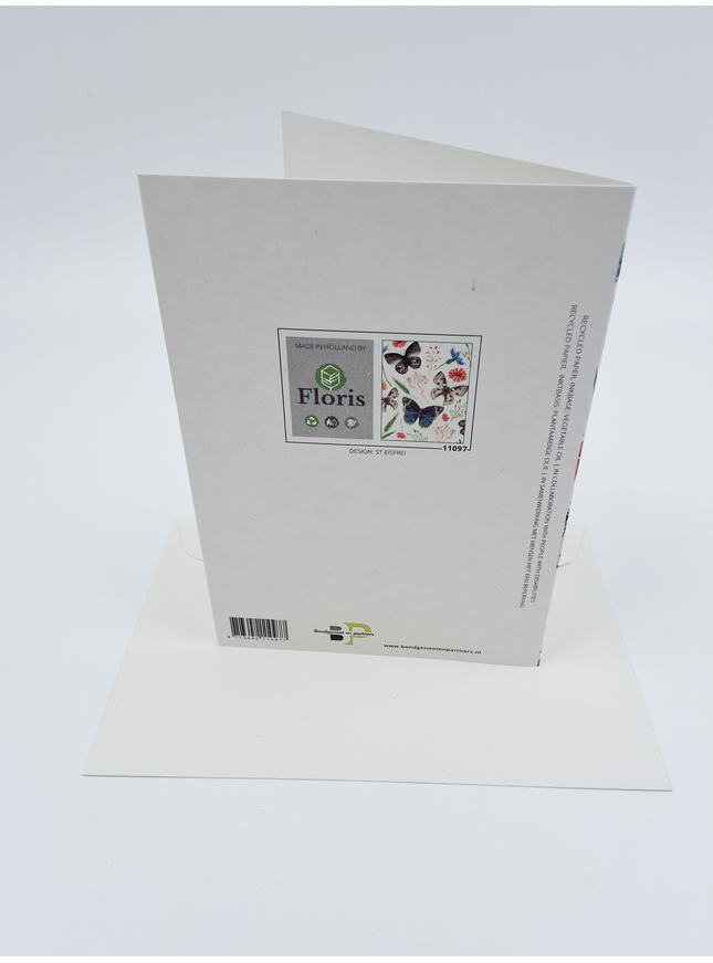 Wenskaart vlinder, bloem