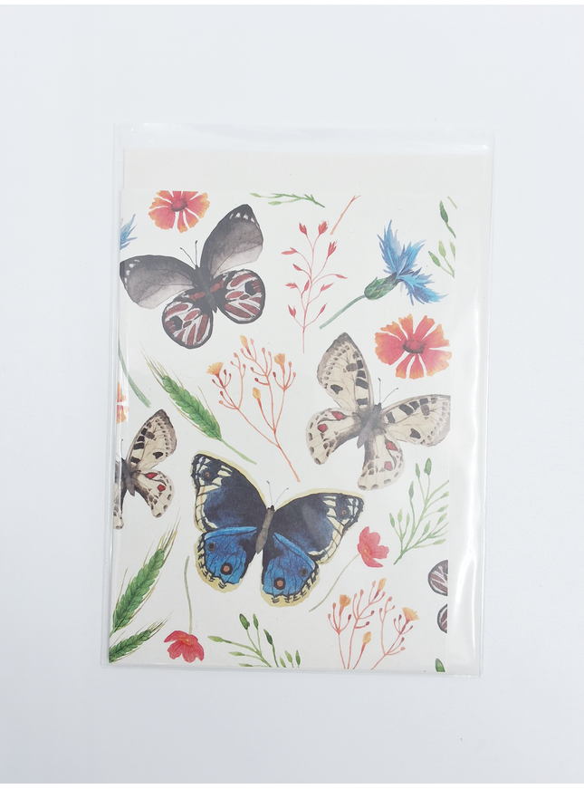 Wenskaart vlinder, bloem