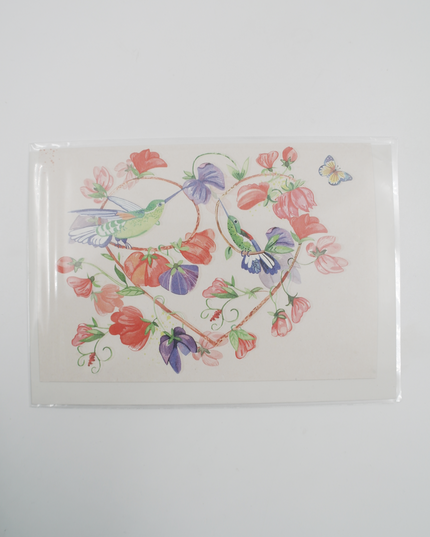 Wenskaart Bloemen en vogels