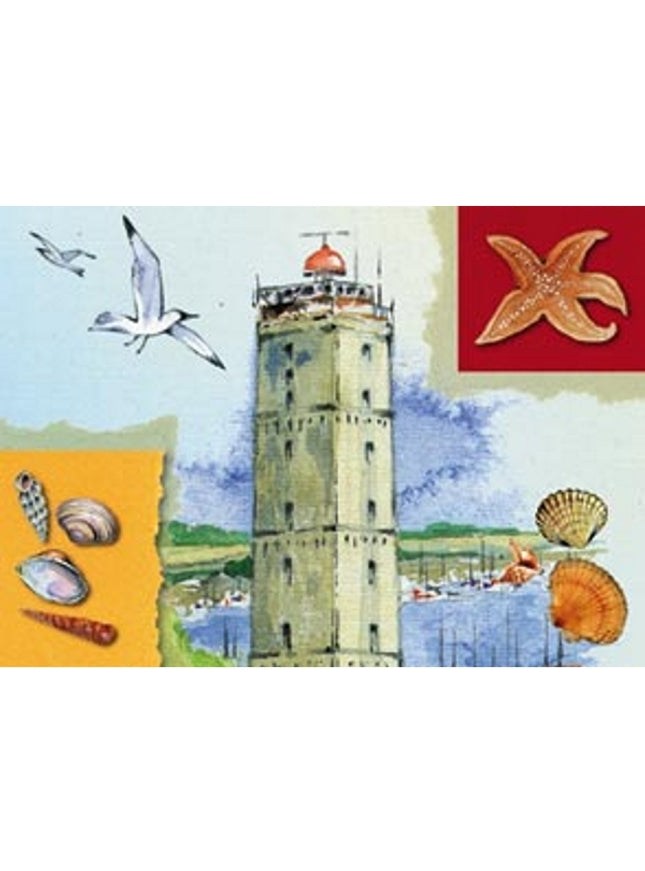 wenskaart vuurtoren, zeester