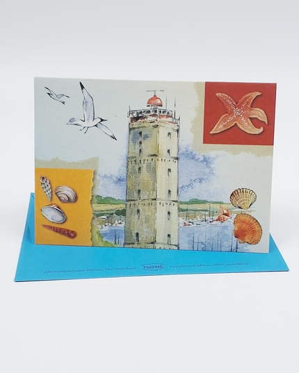 wenskaart vuurtoren, zeester