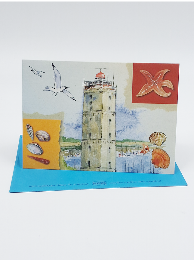 wenskaart vuurtoren, zeester