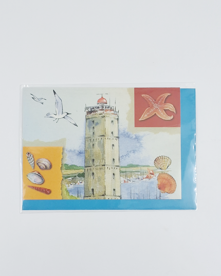 wenskaart vuurtoren, zeester