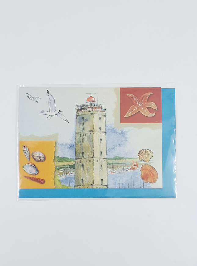 wenskaart vuurtoren, zeester