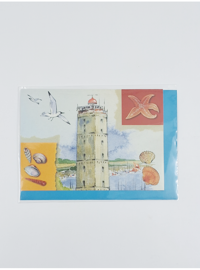 wenskaart vuurtoren, zeester