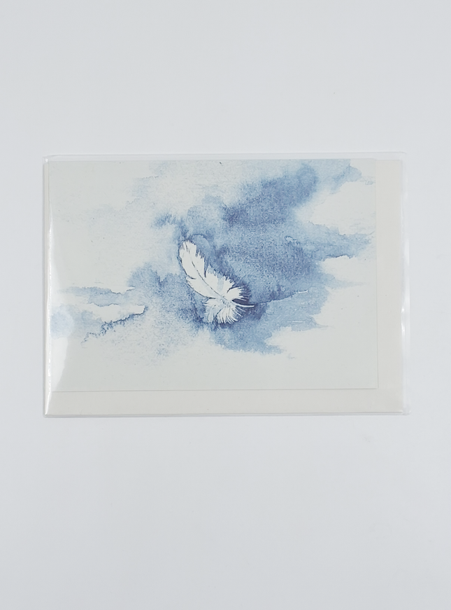 Wenskaart veertje condoleance