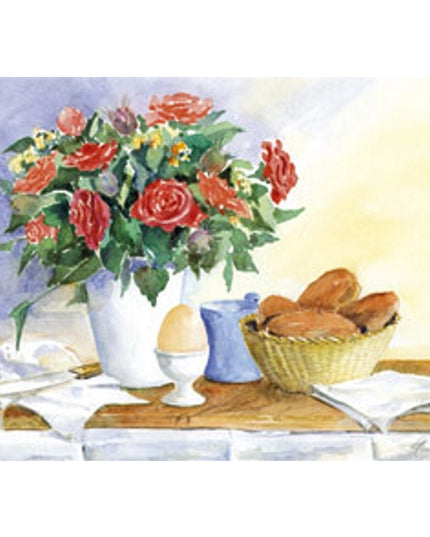 Wenskaart ontbijt met bloemen