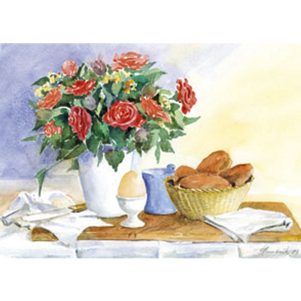 Wenskaart ontbijt met bloemen