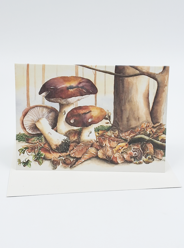 Wenskaart bruine paddestoelen