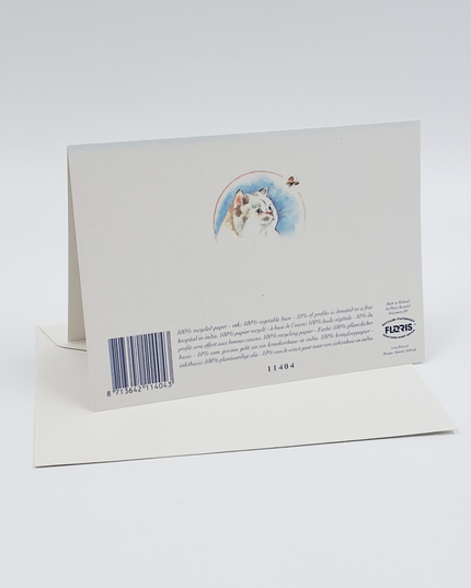 Wenskaart poes, vlinder