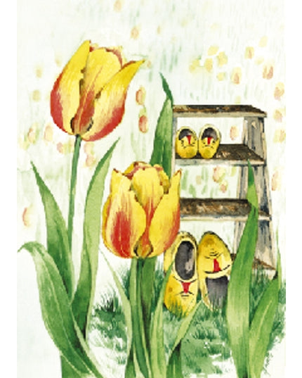 Wenskaart tulpen klompen