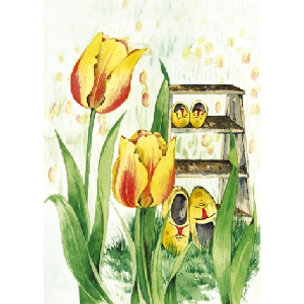 Wenskaart tulpen klompen