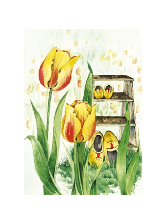Wenskaart tulpen klompen