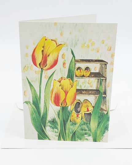 Wenskaart tulpen klompen