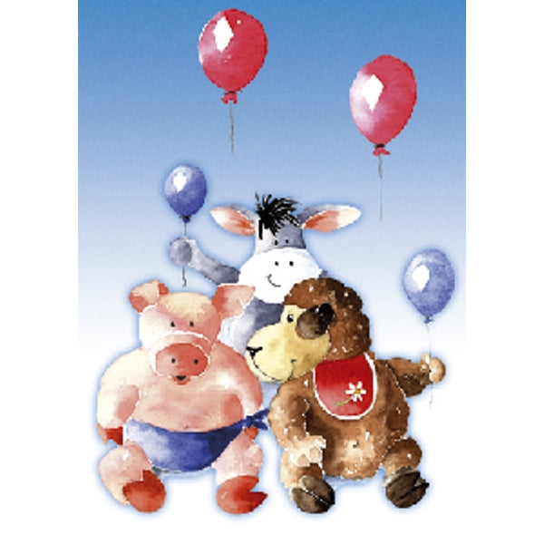 Wenskaart dieren ballon