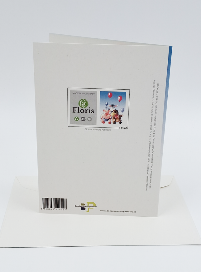 Wenskaart dieren ballon