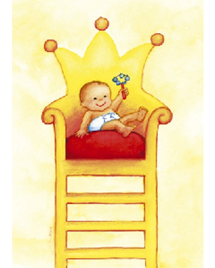Wenskaart baby op troon