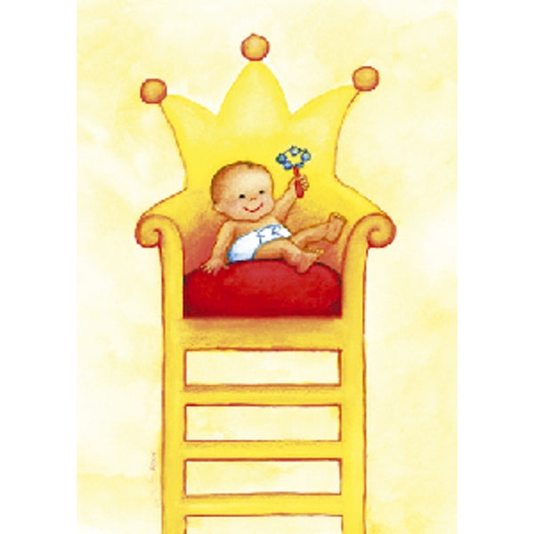 Wenskaart baby op troon