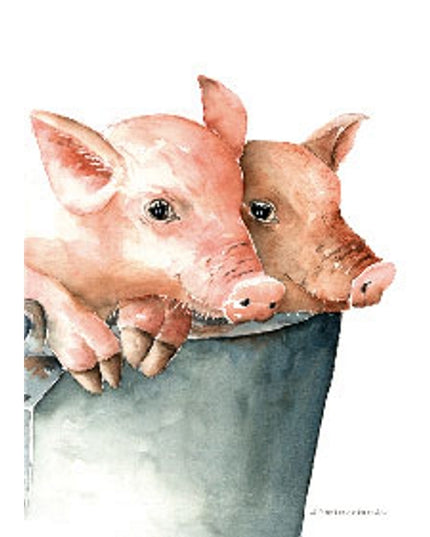 Wenskaart twee biggetjes