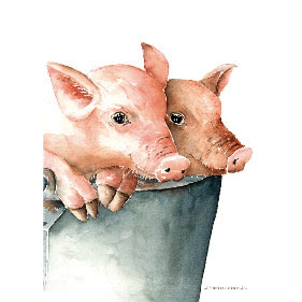 Wenskaart twee biggetjes