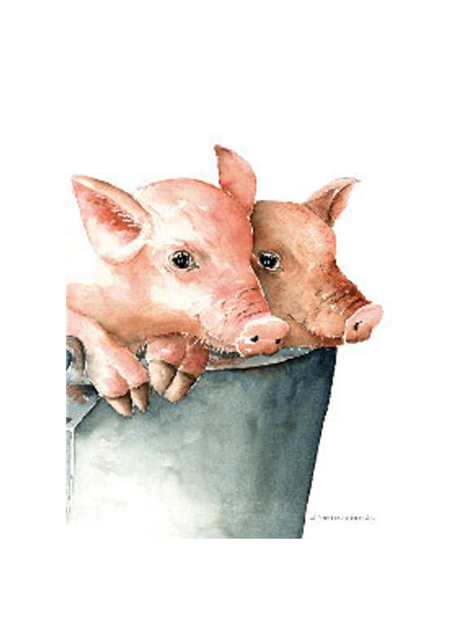 Wenskaart twee biggetjes