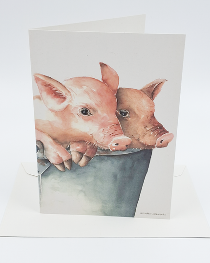 Wenskaart twee biggetjes