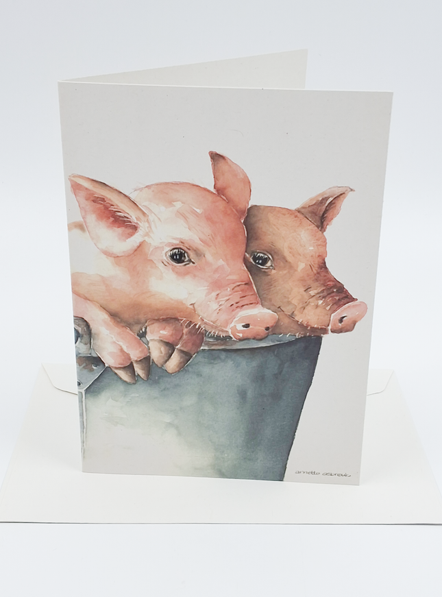 Wenskaart twee biggetjes