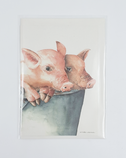 Wenskaart twee biggetjes