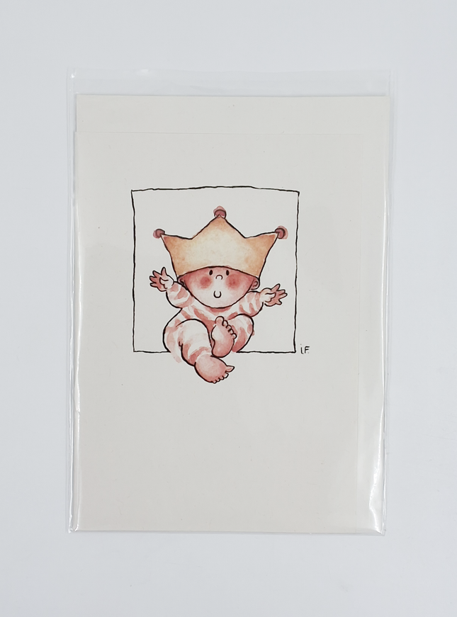 Wenskaart baby kroon