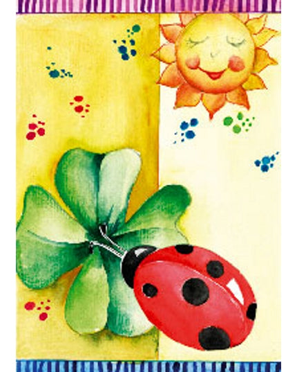 Wenskaart lieveheersbeest klaver zon