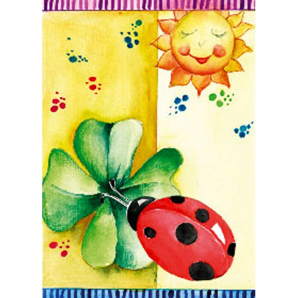 Wenskaart lieveheersbeest klaver zon